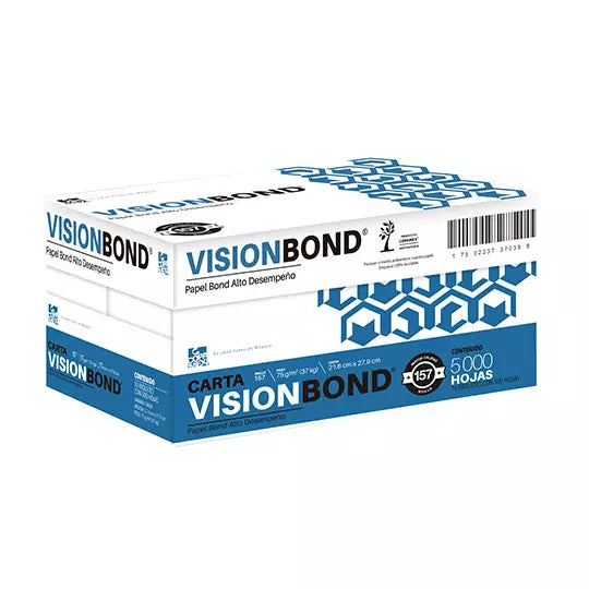 Caja de papel bond Vision tamaño carta 9 7% de blancrua 75gr.