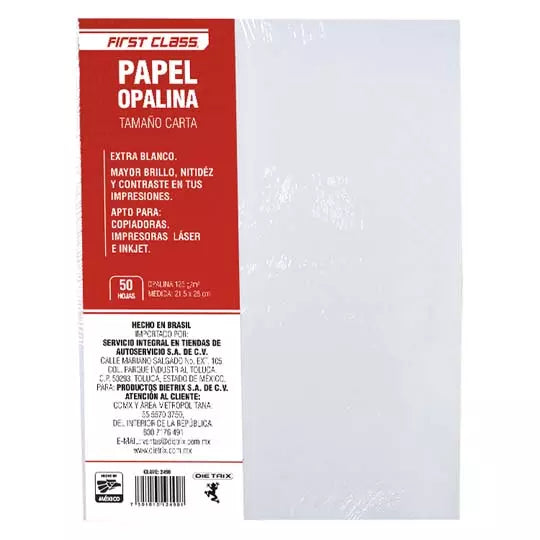 PAPEL OPALINA DIETRIX 50 HOJAS TAMAÑO CA RTA 125 GR