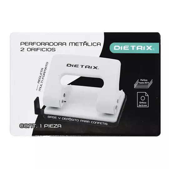 Perforadora metálica Dietrix 2 orificios 1 blíster