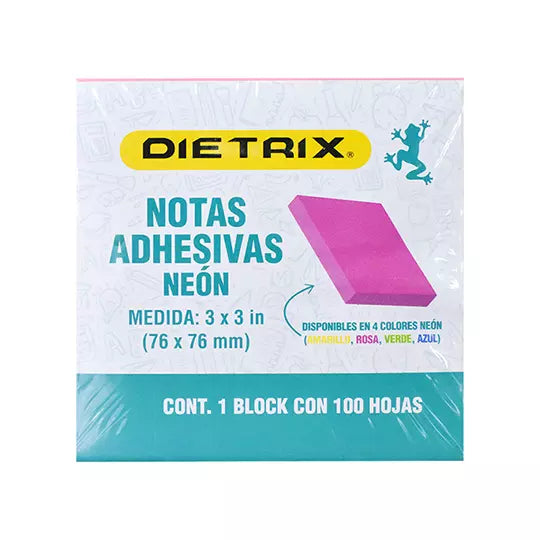 NOTAS ADHESIVAS DIETRIX MIX NEON 3X3 IN 100 HOJAS