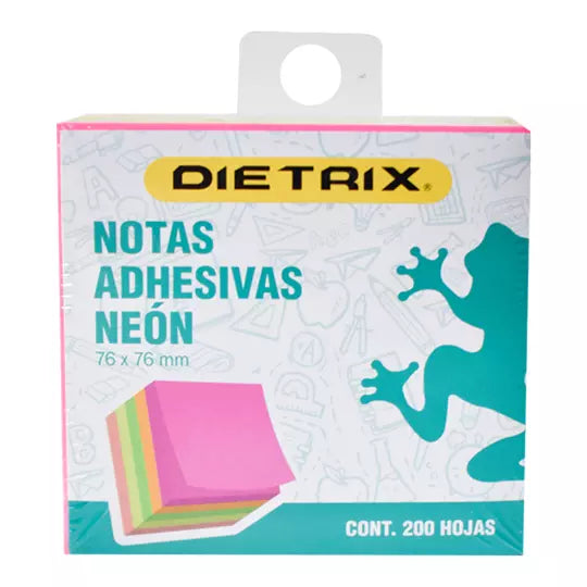 Notas adhesivas Dietrix colores neón 7.5 x 7.5 cm con 200 hojas