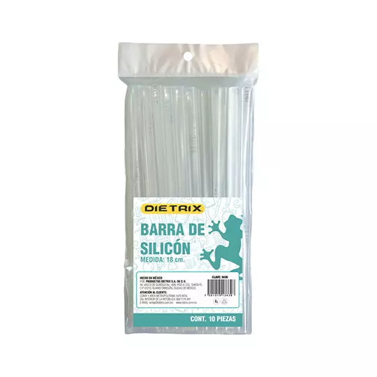 Barras de silicón delgado DIETRIX 7.2mm x18cm con bolsa de 10 pzas