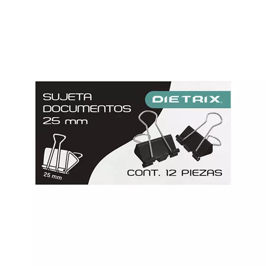 Sujeta documentos Dietrix 25 milimetros 1 blister con 12 piezas