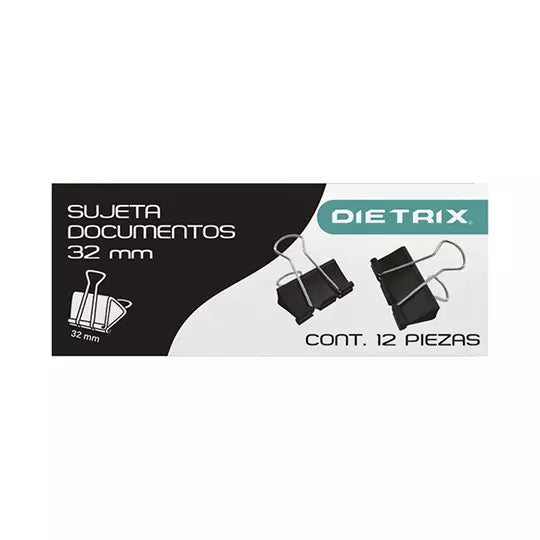 Sujeta documentos mediano Dietrix 32 mil imetros 1 blister con 12 piezas