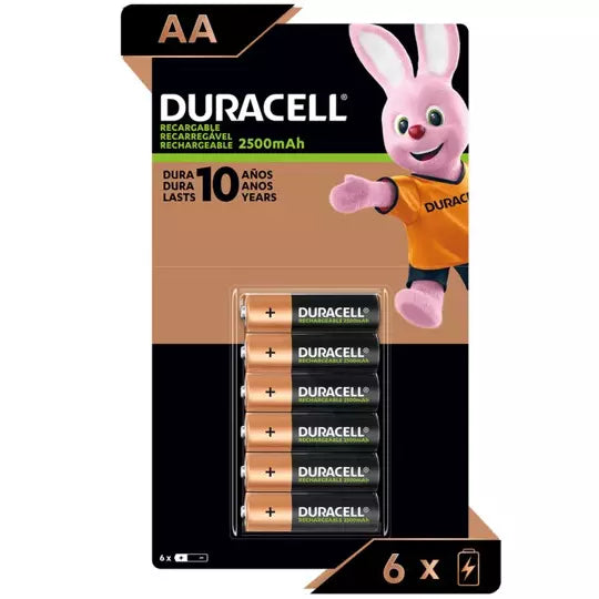 Pila Duracell Recargable AA blister con 6