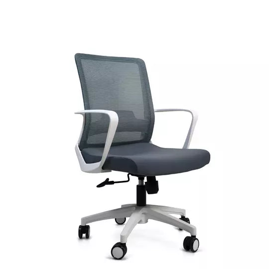 Silla ejecutiva ERGO mod. Civita-B con d escansa brazos color blanco y malla gris