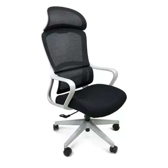 Silla directiva ERGO mod. Umbria con cab ecera y descansa brazos negro y gris