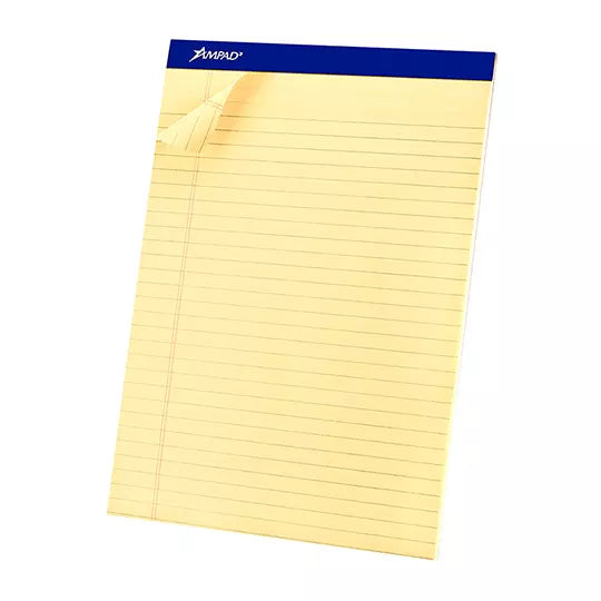 Block de hojas Ampad carta color amarill o rayado con 50 hojas paquete c/12 pzas