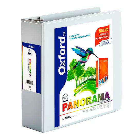 Carpeta panorámica Oxford carta blanca h erraje de 3 pulgadas "O"