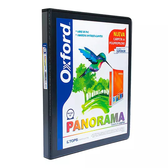 Carpeta panorámica Oxford carta negra he rraje de 1/2 pulgada "O"