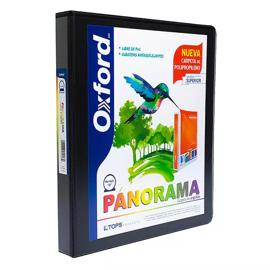 Carpeta panorámica Oxford carta negra he rraje de 1 pulgada "O"