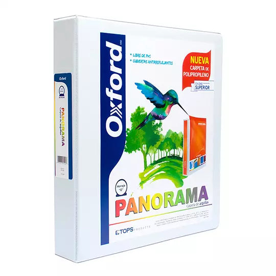 Carpeta panorámica Oxford carta blanca h erraje de 1 1/2 pulgadas "O"
