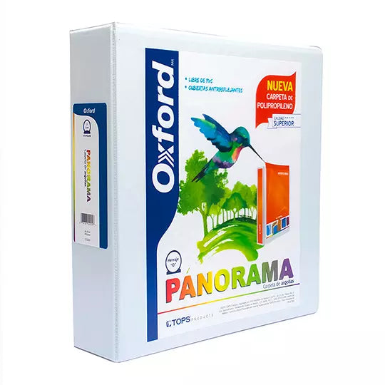 Carpeta panorámica Oxford carta blanca h erraje de 2 pulgadas "O"