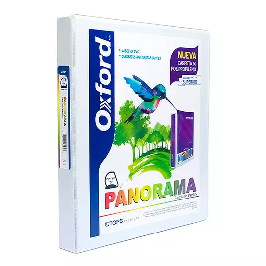 Carpeta panorámica Oxford carta blanca h erraje de 1 pulgada "D"