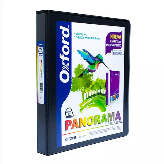 Carpeta panorámica Oxford carta negra he rraje de 1 pulgada "D"