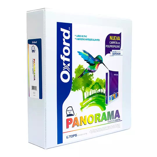 Carpeta panorámica Oxford carta blanca h erraje de 2 pulgadas "D"