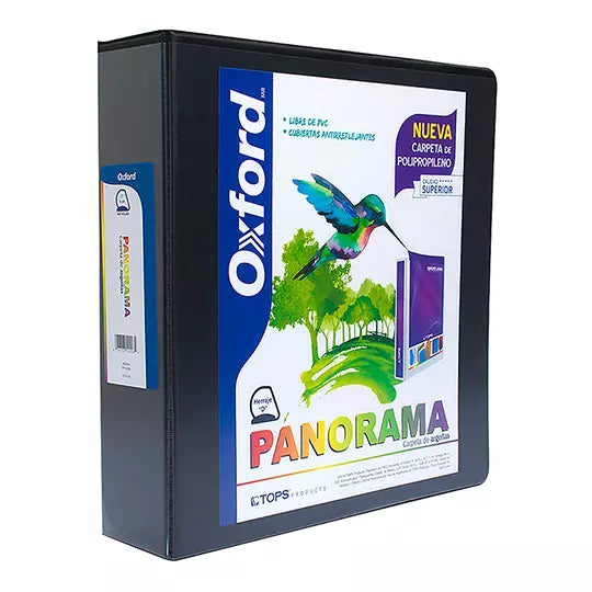 Carpeta panorámica Oxford carta negra he rraje de 2 pulgadas "D"