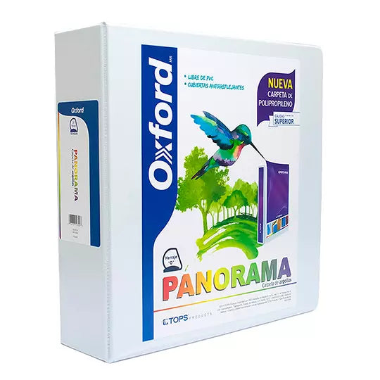Carpeta panorámica Oxford carta blanca h erraje de 3 pulgadas "D"