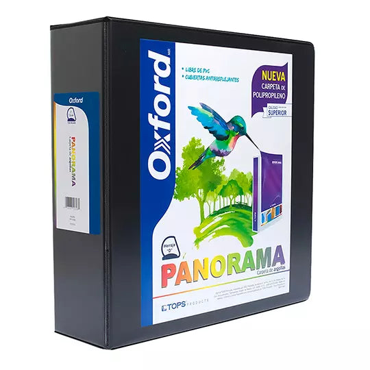 Carpeta panorámica Oxford carta negra he rraje de 3 pulgadas "D"