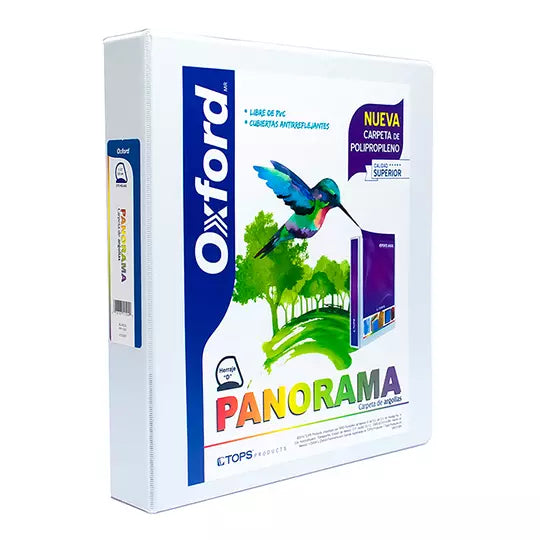 Carpeta panorámica Oxford carta blanca h erraje de 1 1/2 pulgadas "D"