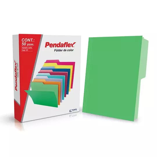 Folder de color Pendaflex carta color ve rde ceja 1/2 caja con 50 pzas