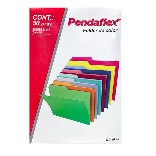Folder manila Pendaflex oficio color ama rillo ceja 1/2 caja con 50 pzas