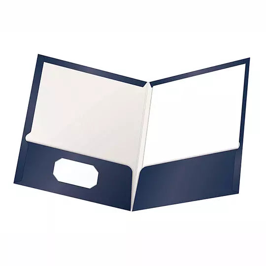 Folder showfolio laminado Oxford carta c olor azul marino caja con 25 pzas