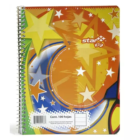 Cuaderno espiral forma francesa Estrella raya 100 hojas