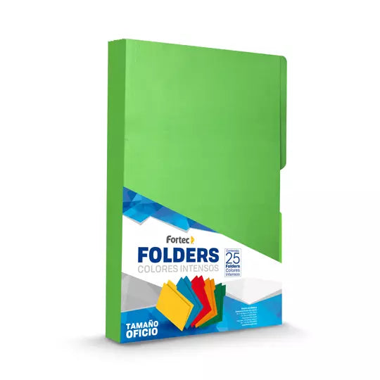Folder de color intenso Fortec oficio co lor verde cebra 1/2 caja con 25 pieza