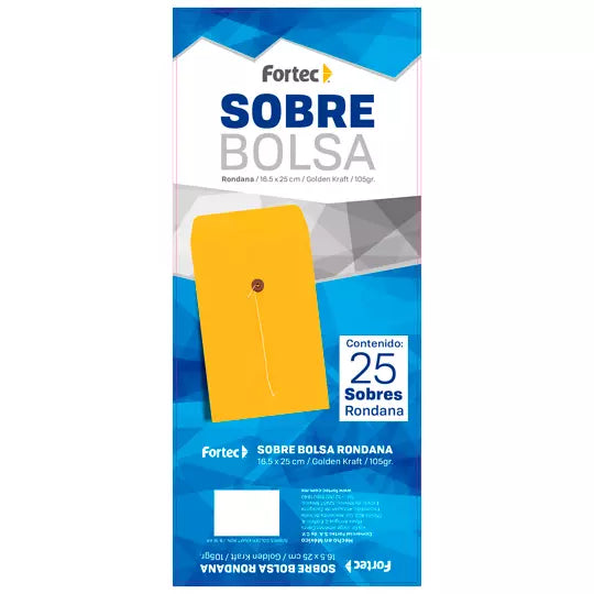 Sobre kraft con rondana Fortec esquela c aja con 25 piezas