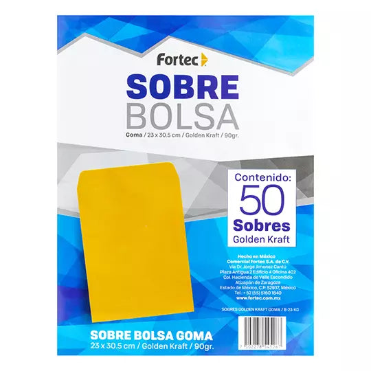 Sobre kraft engomado Fortec carta caja c on 50 piezas