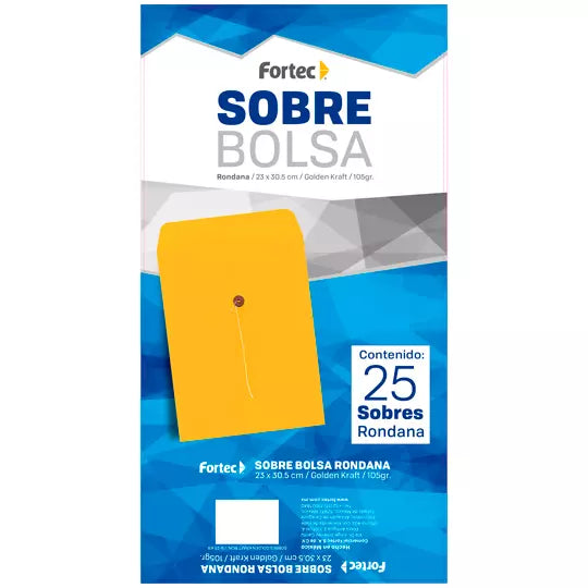 Sobre kraft con rondana Fortec carta caj a con 25 piezas