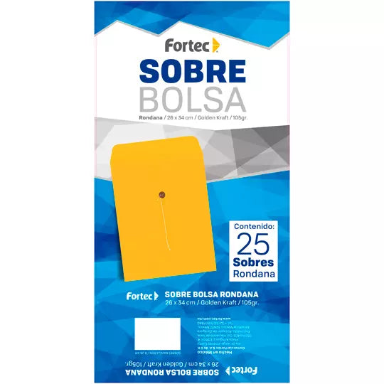 Sobre kraft con rondana Fortec extra ofi cio caja con 25 piezas