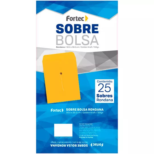 Sobre kraft con rondana Fortec legal caj a con 25 piezas