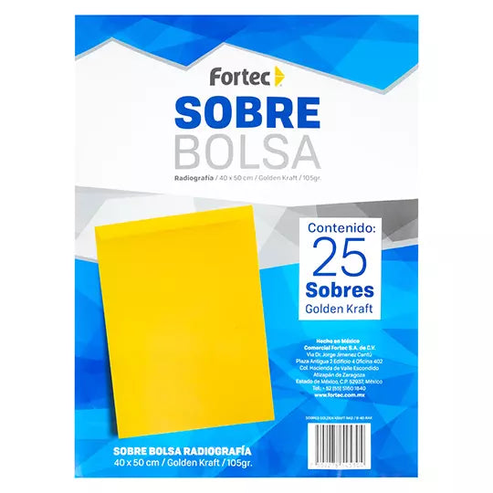 Sobre kraft engomado Fortec radiografía caja con 25 piezas