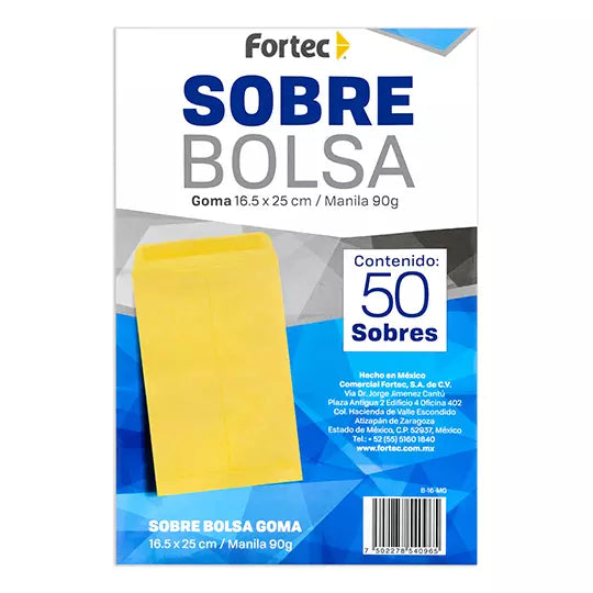 Sobre manila engomado Fortec esquela caj a con 50 piezas