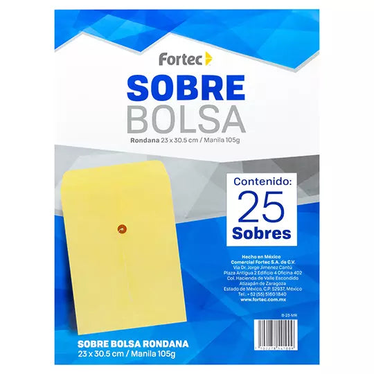 Sobre manila con rondana Fortec carta ca ja con 25 piezas