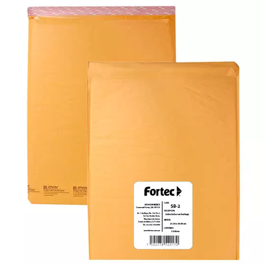Sobre de burbuja Fortec 21.59 x 30.48 cm paquete con 5 piezas
