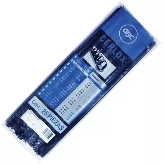 Gusano cerlox GBC plástico negro 1/2 38 aros