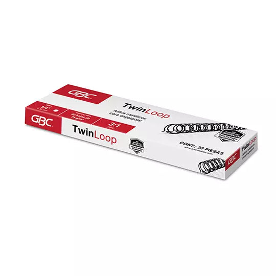 Arillo metálico Twin Loop color negro de 1/4 de pulgadas, caja con 20 piezas