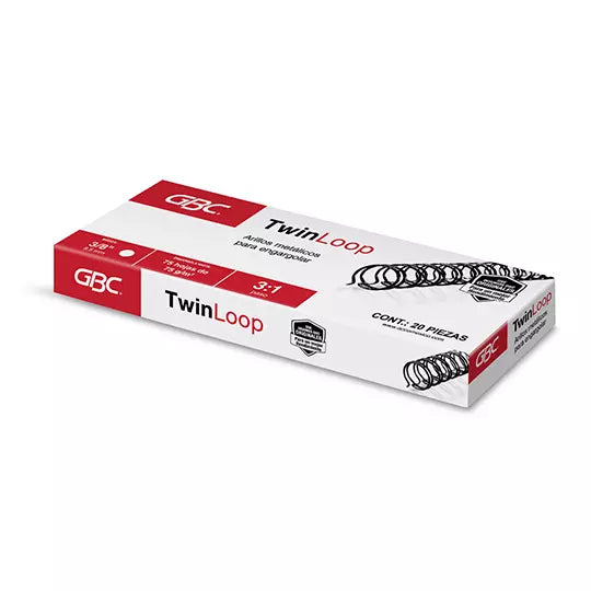 ARILLO METALICO TWIN LOOP COLOR NEGRO DE 3/8 PULGADAS, CAJA CON 20 PIEZAS