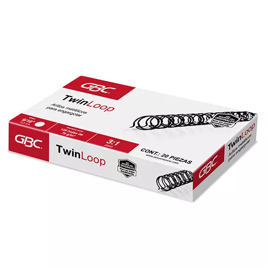 ARILLO METALICO TWIN LOOP COLOR NEGRO DE 9/16 PULGADAS, CAJA CON 20 PIEZAS