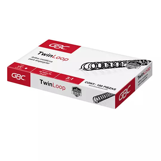 ARILLO METALICO TWIN LOOP COLOR NEGRO DE 1/4 PULGADAS, CAJA CON 100 PIEZAS