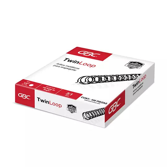 ARILLO METALICO TWIN LOOP COLOR NEGRO DE 1/2 PULGADAS, CAJA CON 100 PIEZAS