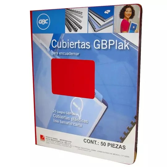 Cubierta plástica tamaño carta GBPlak li so GBC color rojo