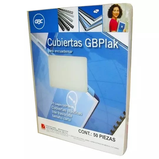 Cubierta plástica tamaño carta GBPlak li so GBC lisa traslúcida