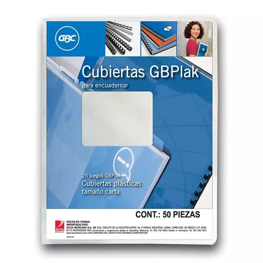 Cubierta plástica tamaño carta GBPlak ra yada GBC transparente