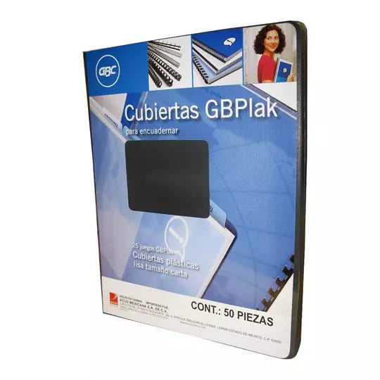Cubierta plástica tamaño carta GBPlak li so GBC color negro