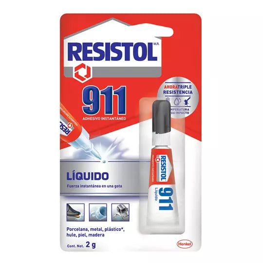 Pegamento instantáneo Resistol 911 Líqui do, tubo de 2 grs