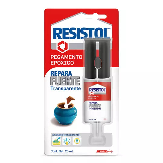 Pegamento epóxico Resistol Repara Fuerte Transparente de 25 ml